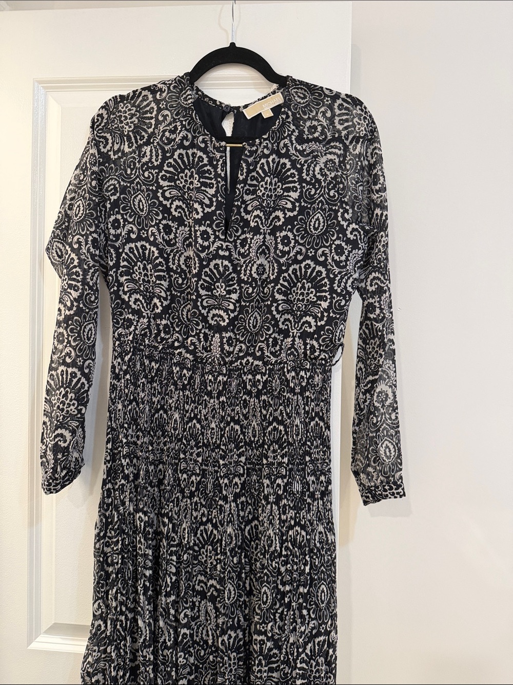 Michael Kors Black and White Patterned Maxi Dress